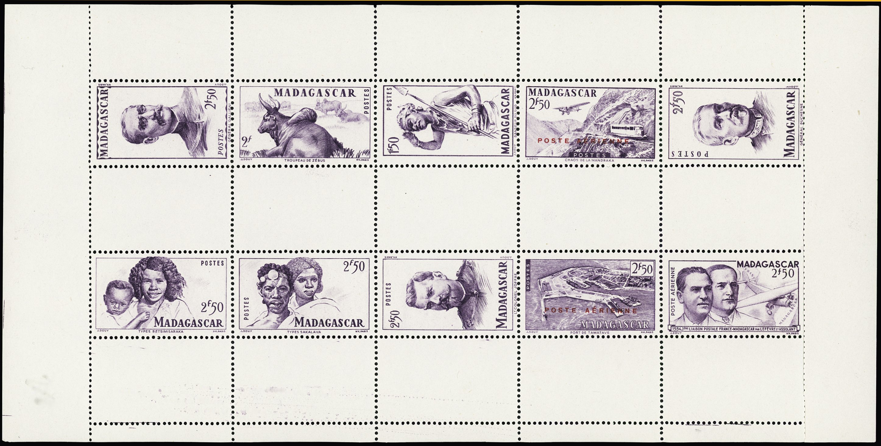 stamps Madagascar Unissued post-war airmail with diesel railcar 